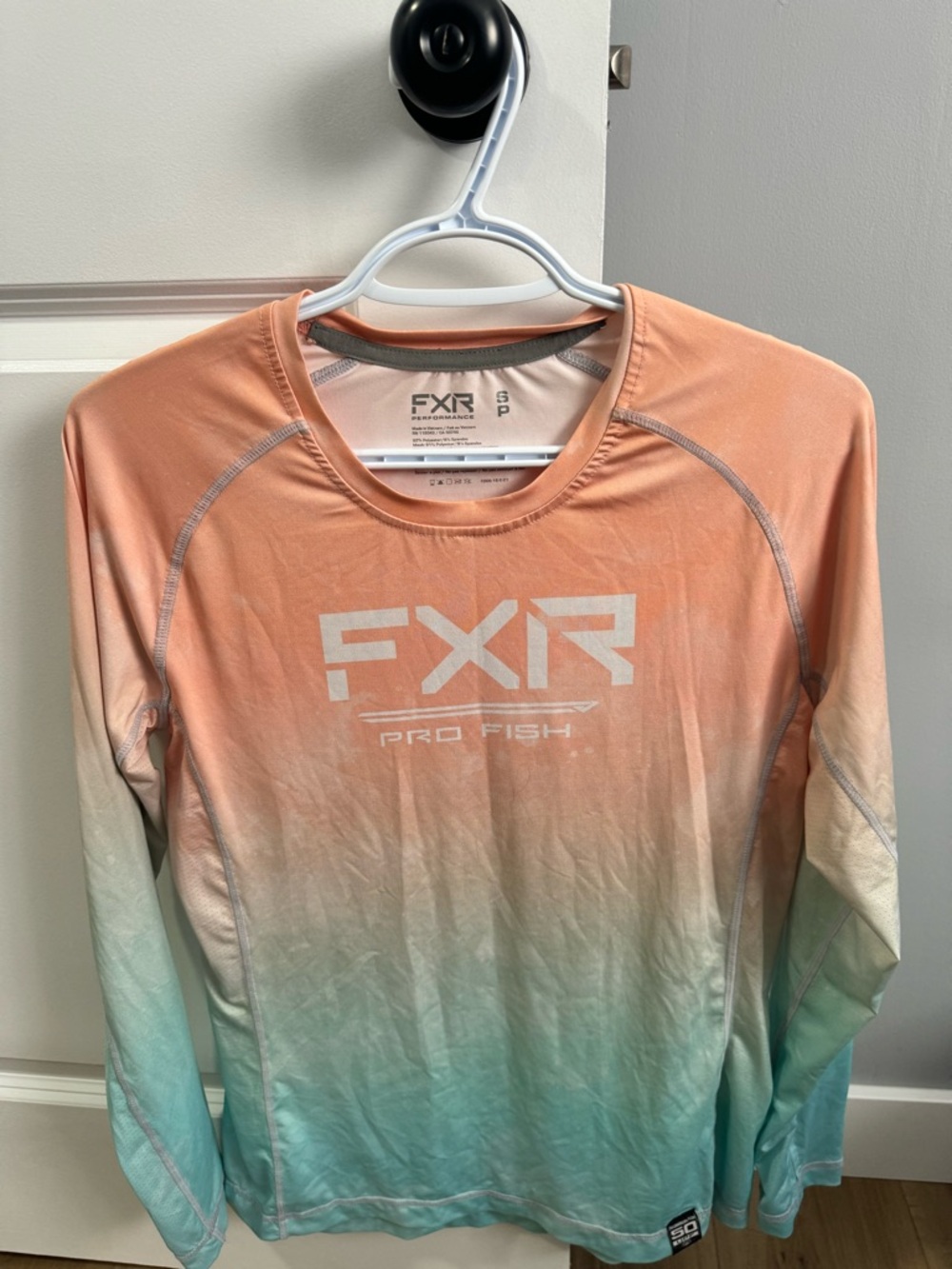 FXR Pro Fish Long Sleeve Performance Tee - Peach to Aqua Ombre